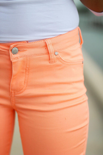 Neon Peach Skinny Jeans