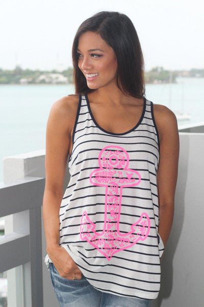 Anchor Neon Top With Back Bow