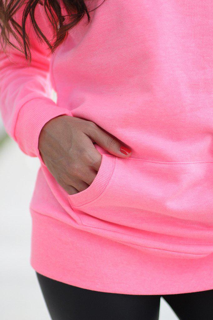 Neon Pink Hoodie With Pocket | Neon Pink Top