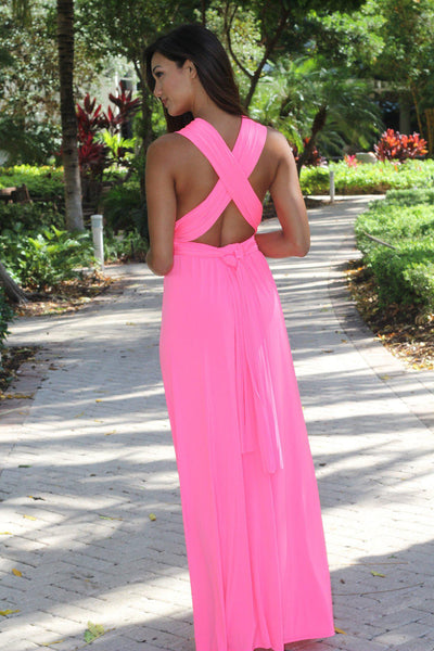 Neon Pink Multi Style Maxi Dress
