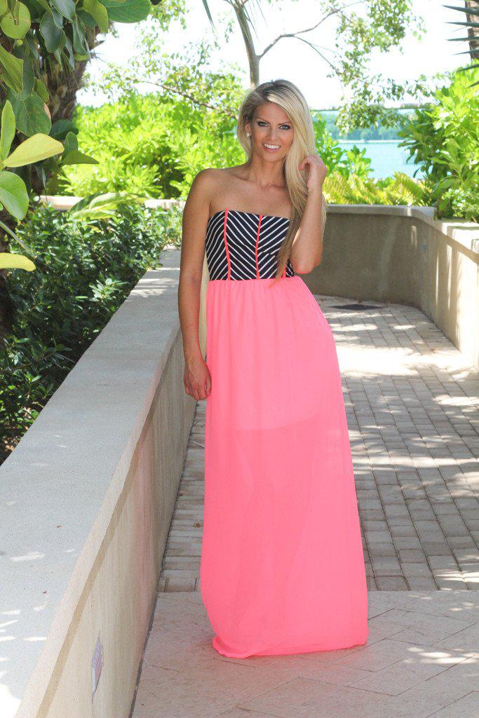 Neon striped maxi dress hotsell