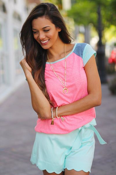 Neon Pink and Mint Tee