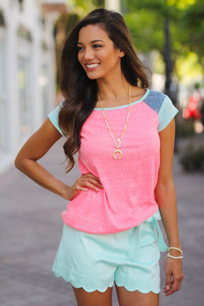 Neon Pink and Mint Tee