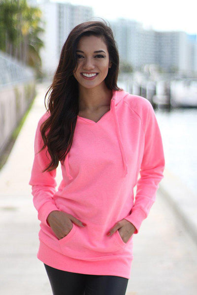 Neon Pink Hoodie With Pocket