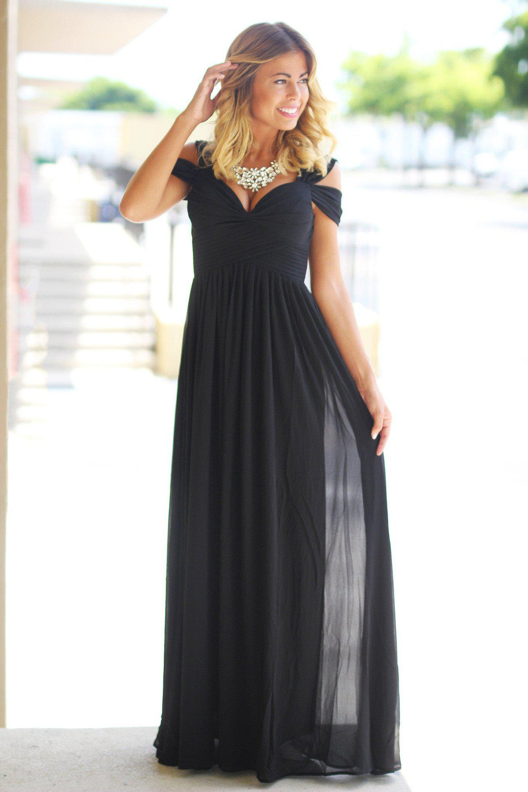 Black Off Shoulder Maxi Dress | Formal Dresses  Saved by the Dress