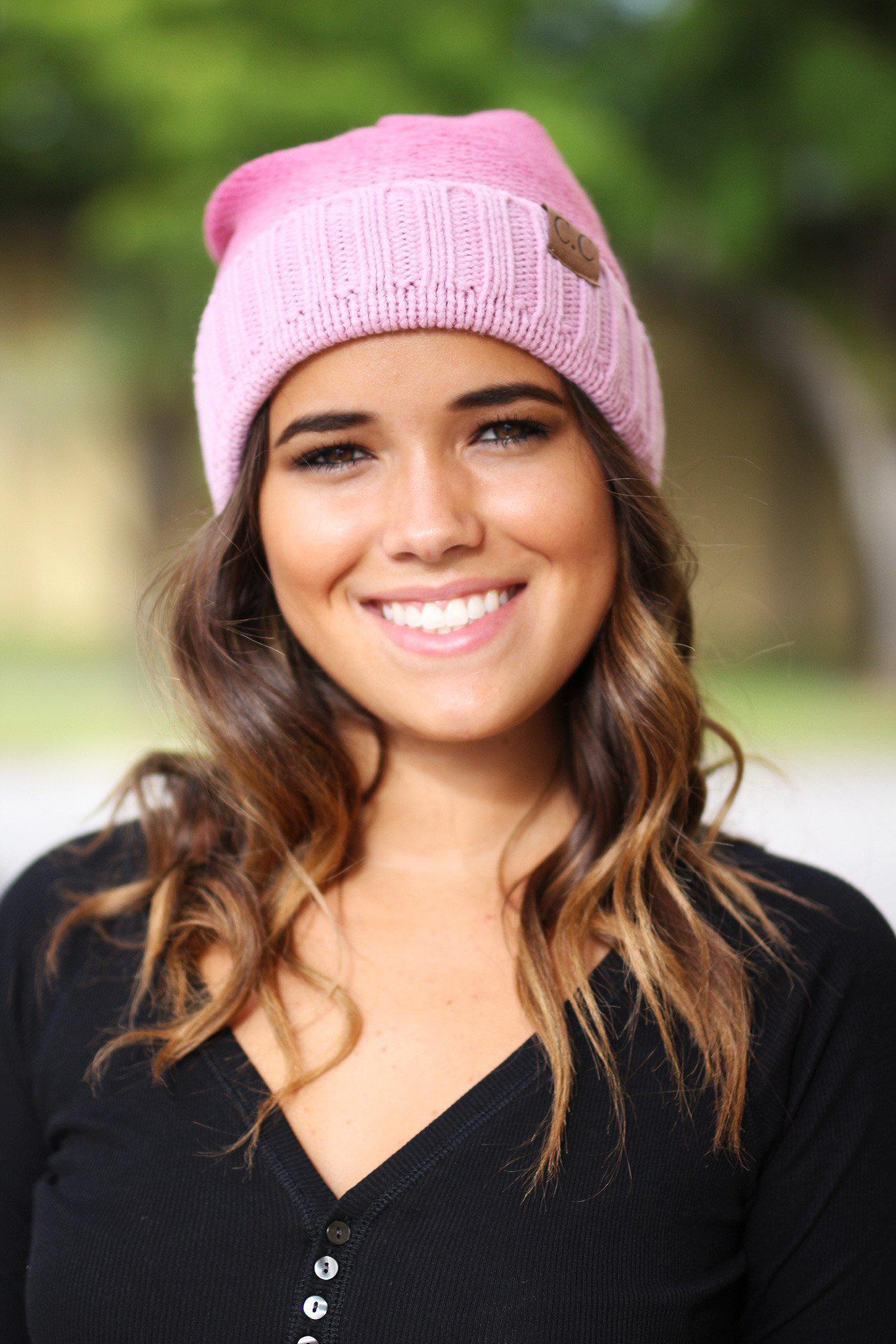 Pink Ombre Knit Beanie 