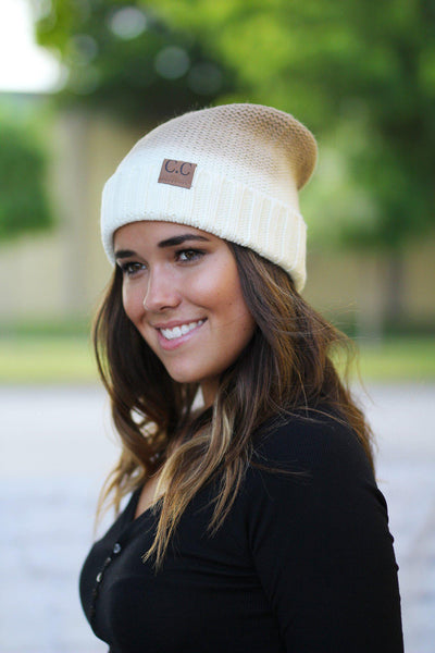 Ivory Ombre Knit Beanie