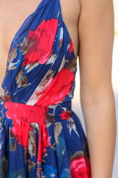Navy and Red Floral Maxi Dress with Criss Cross Back | Maxi Dresses Saved by the Dress Navy and Red Floral Maxi Dress with Criss Cross Back | Maxi Dresses Saved by the Dress
