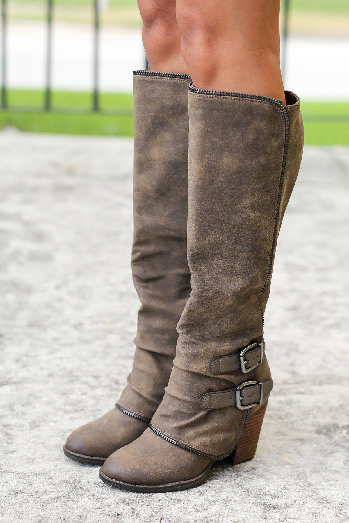 Volcan Taupe Boots | Online Boutiques – Saved by the Dress