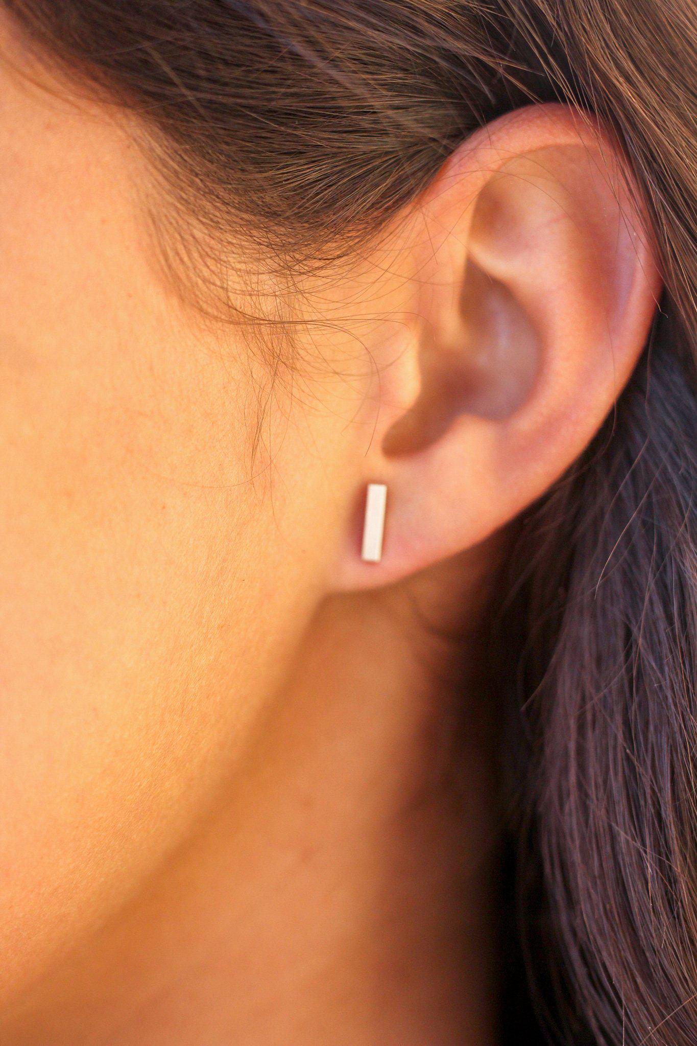 Silver Bar Stud Earrings