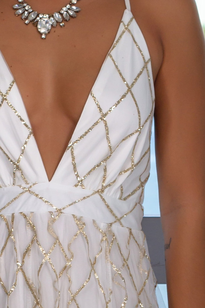 black and gold dresser ikea Ivory white dress with gold feathers main image 1