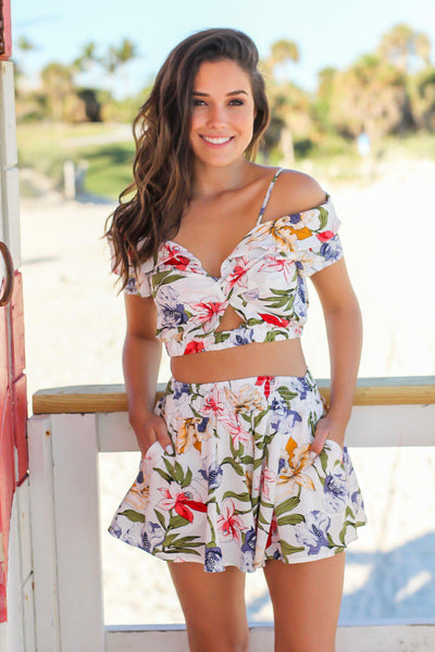 Ivory Floral Two Piece Set