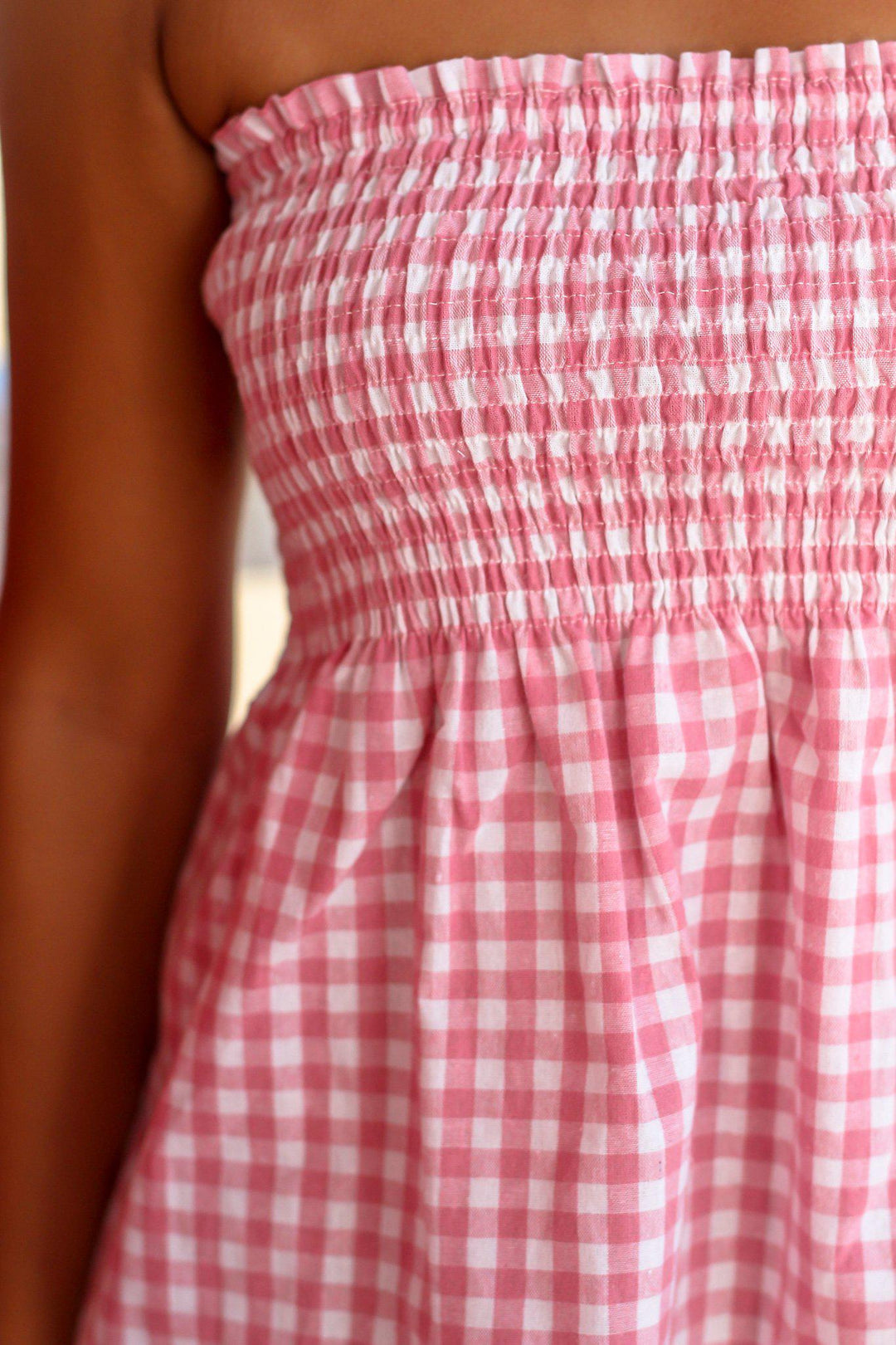 Pink Gingham Tube Top