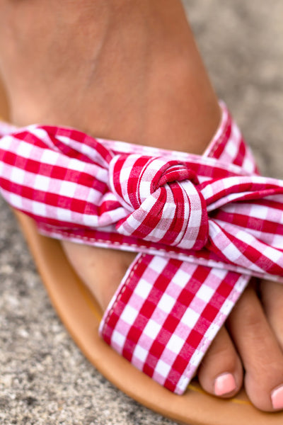 Red Gingham Sandals
