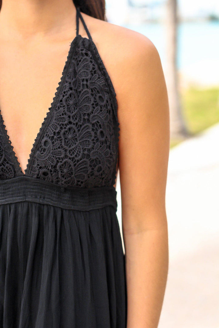 Black Crochet Halter Neck Maxi Dress | Maxi Dresses Saved by the Dress Black Crochet Halter Neck Maxi Dress | Maxi Dresses Saved by the Dress