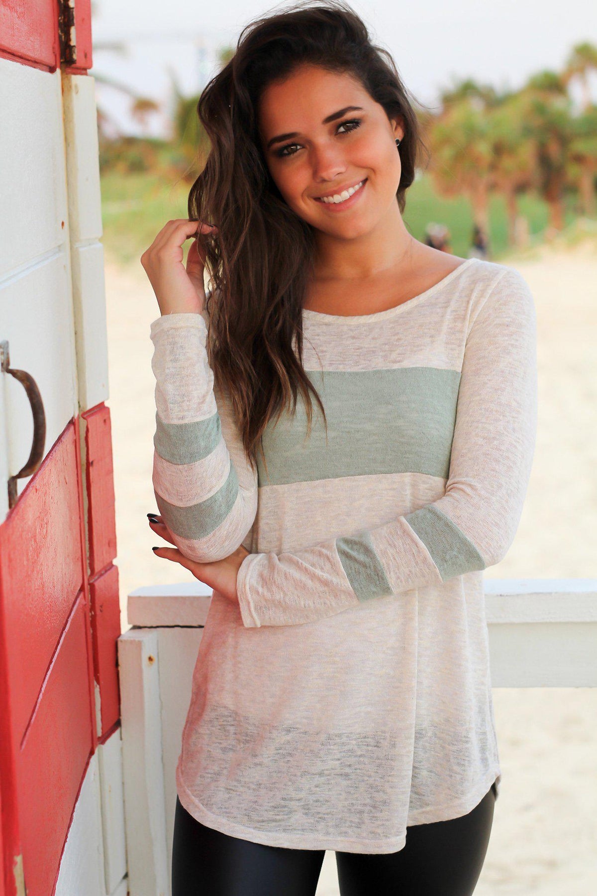 Ivory and Sage Top | Cute Tops – Saved by the Dress