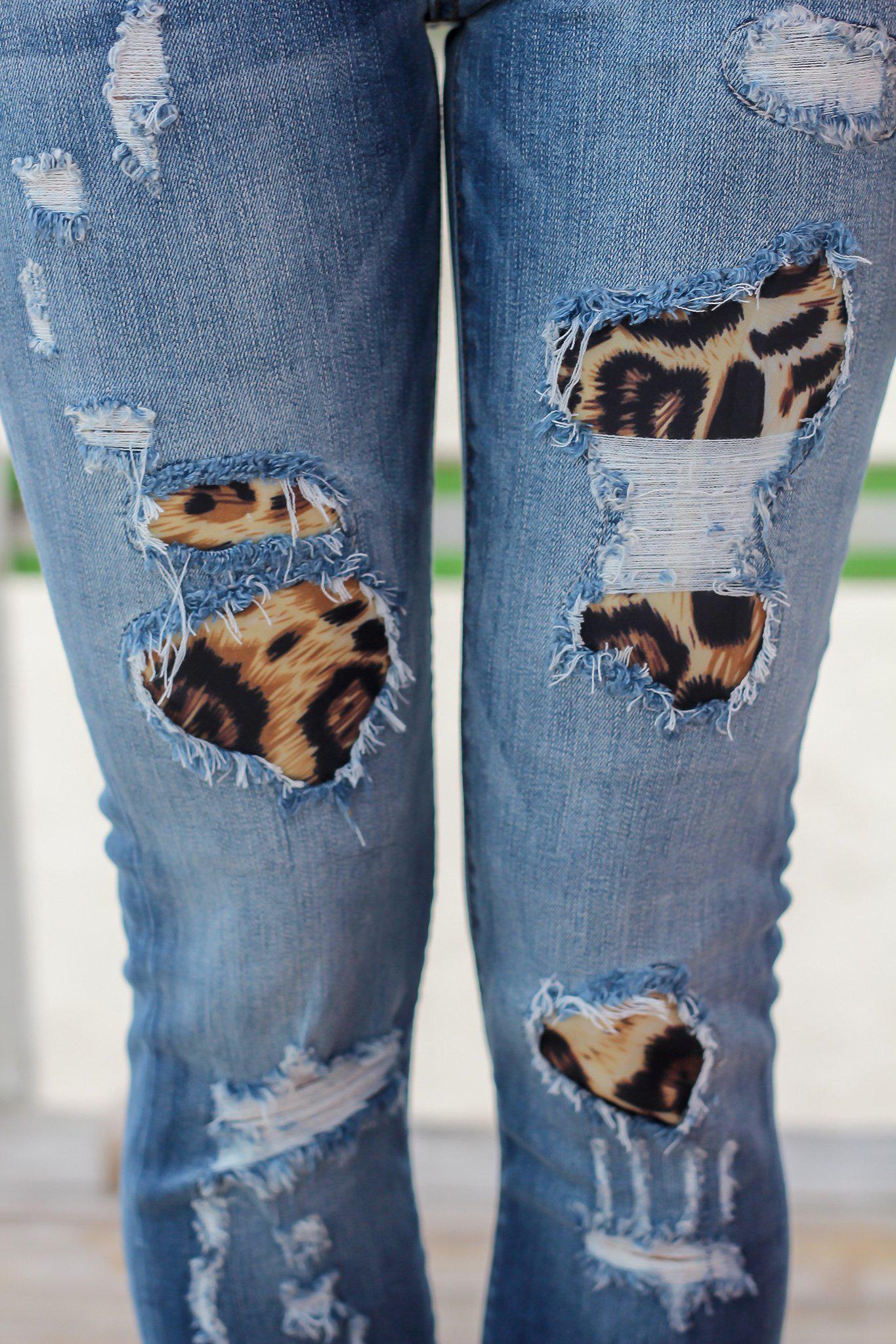 Leopard Patch Denim Jeans Judy Blue Leopard Patch Distressed Black