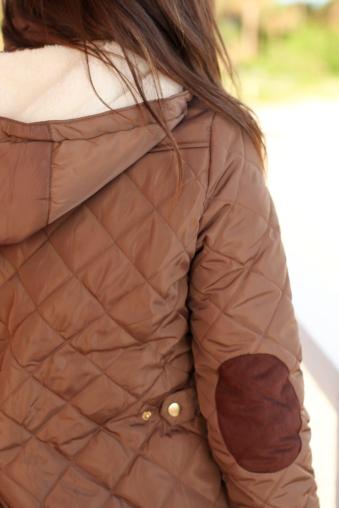 Quilted jacket with elbow patches cheap