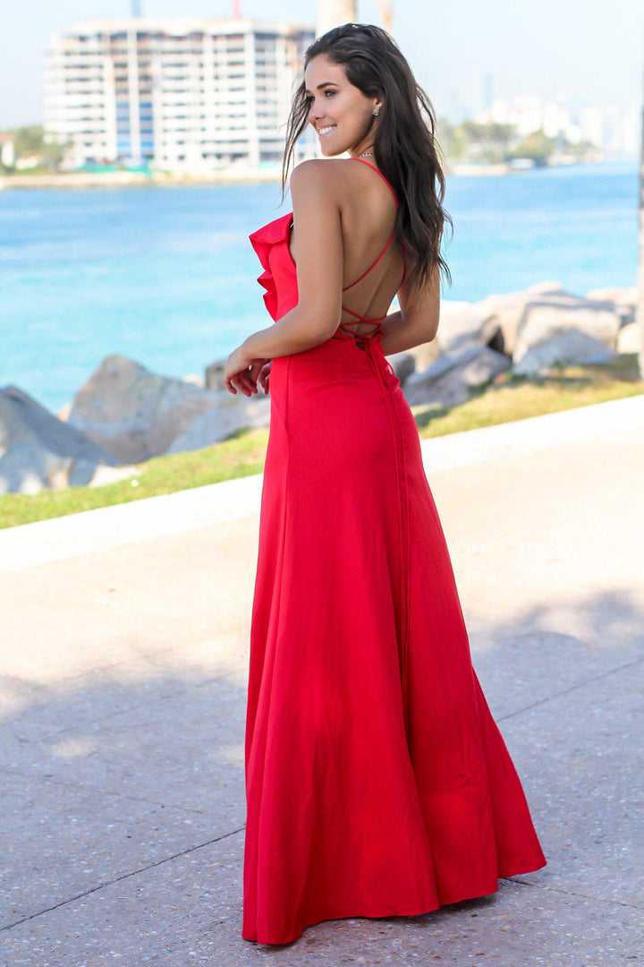 blue dress for baby girl Morrigan Red Strapless Maxi Dress - US 4 main image 1