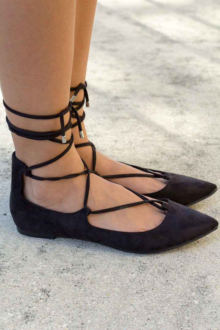 Black Lace Up Ballet Flats | Online Boutiques Saved by the Dress Black Lace Up Ballet Flats | Online Boutiques Saved by the Dress