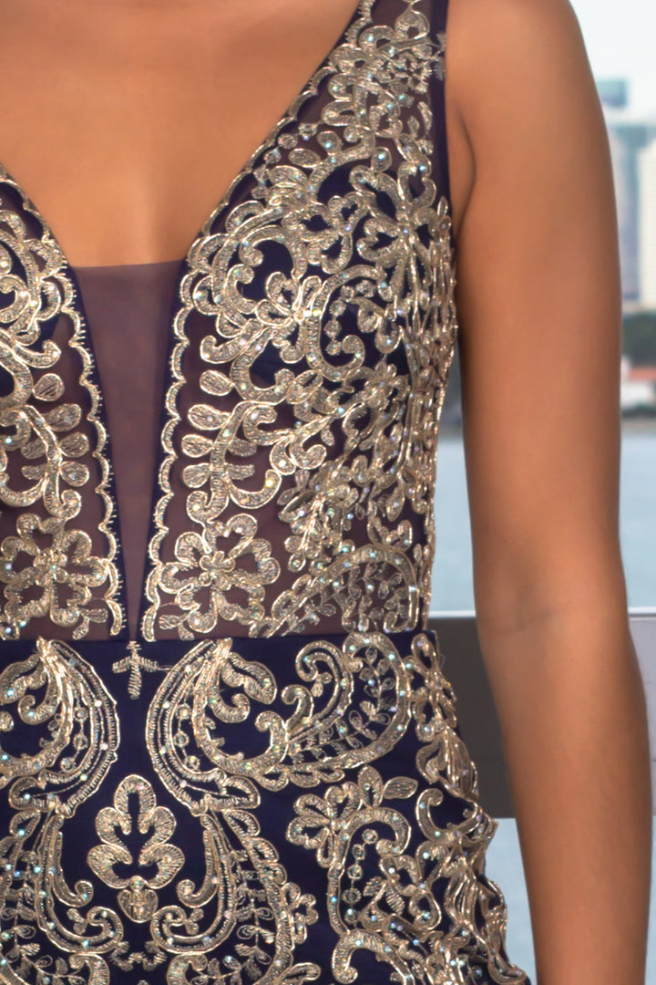 Navy and Gold Lace Maxi Dress with Tulle Detail | Maxi Dresses Saved by the Dress Navy and Gold Lace Maxi Dress with Tulle Detail | Maxi Dresses Saved by the Dress