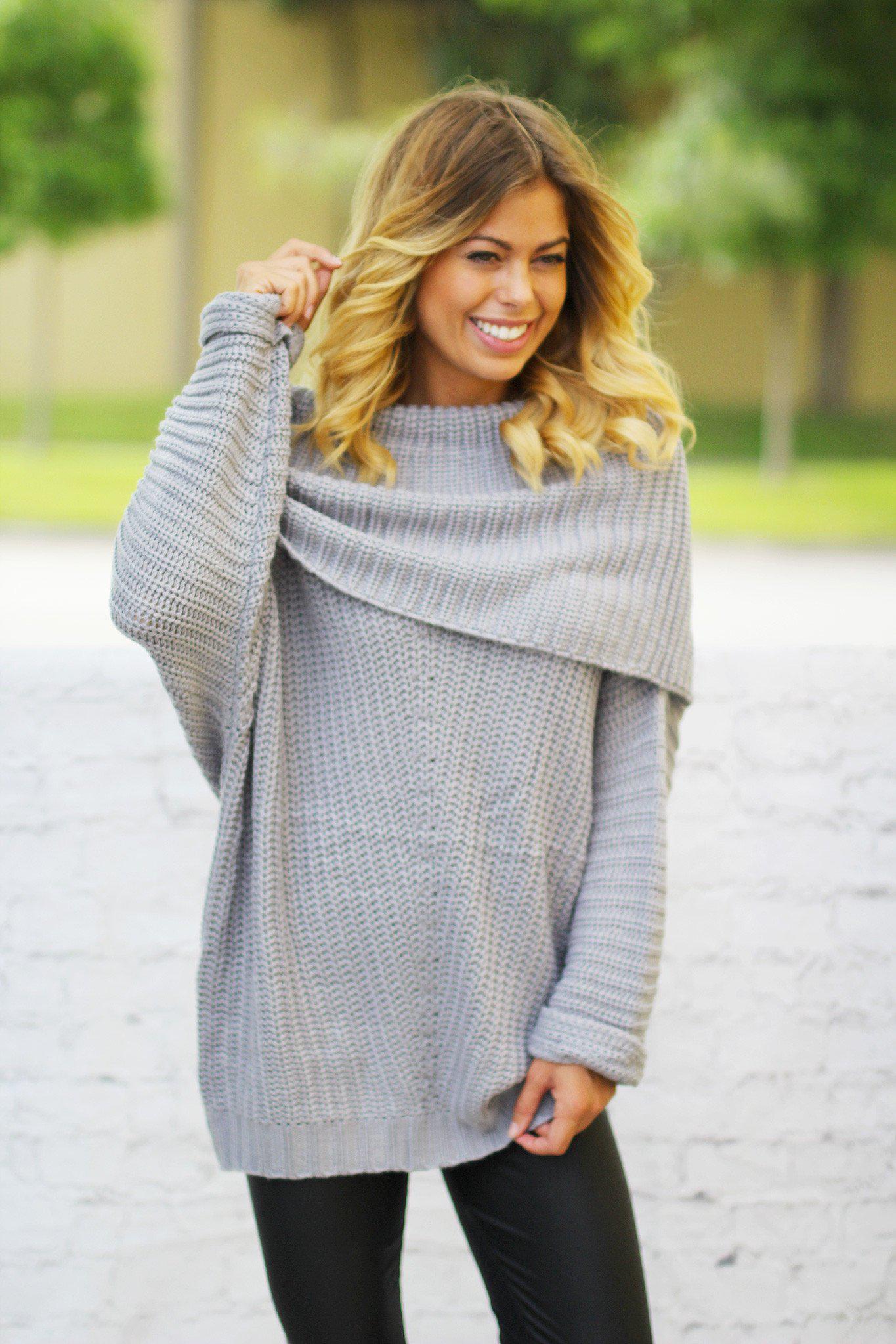 Silver Knit Oversized Sweater