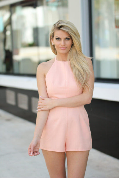 Peach Back Bow Romper