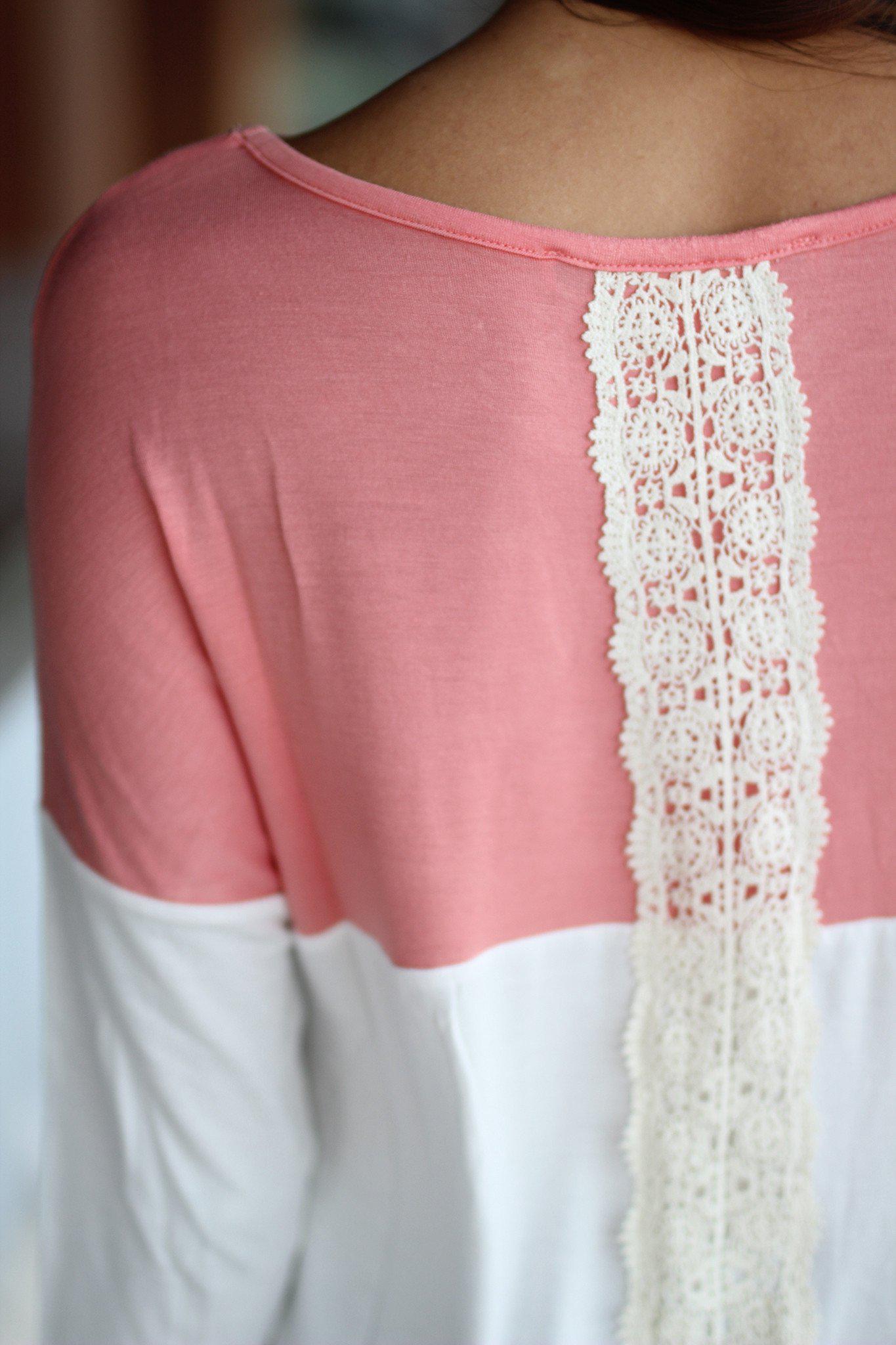 Peach Top with Crochet Back