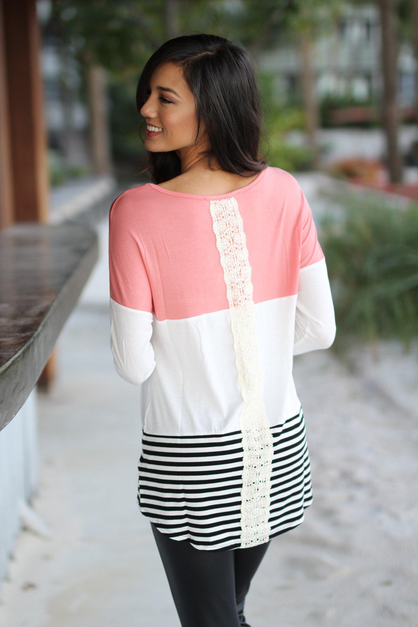 Peach Top with Crochet Back