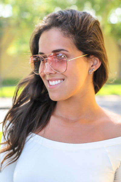 Pink Aviators with Rose Gold Frame