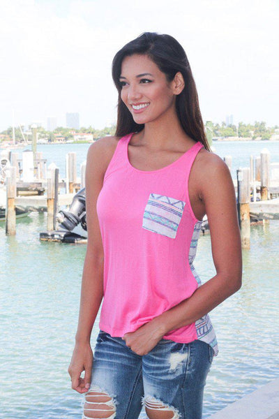 Pink Aztec Tank Top with Pocket