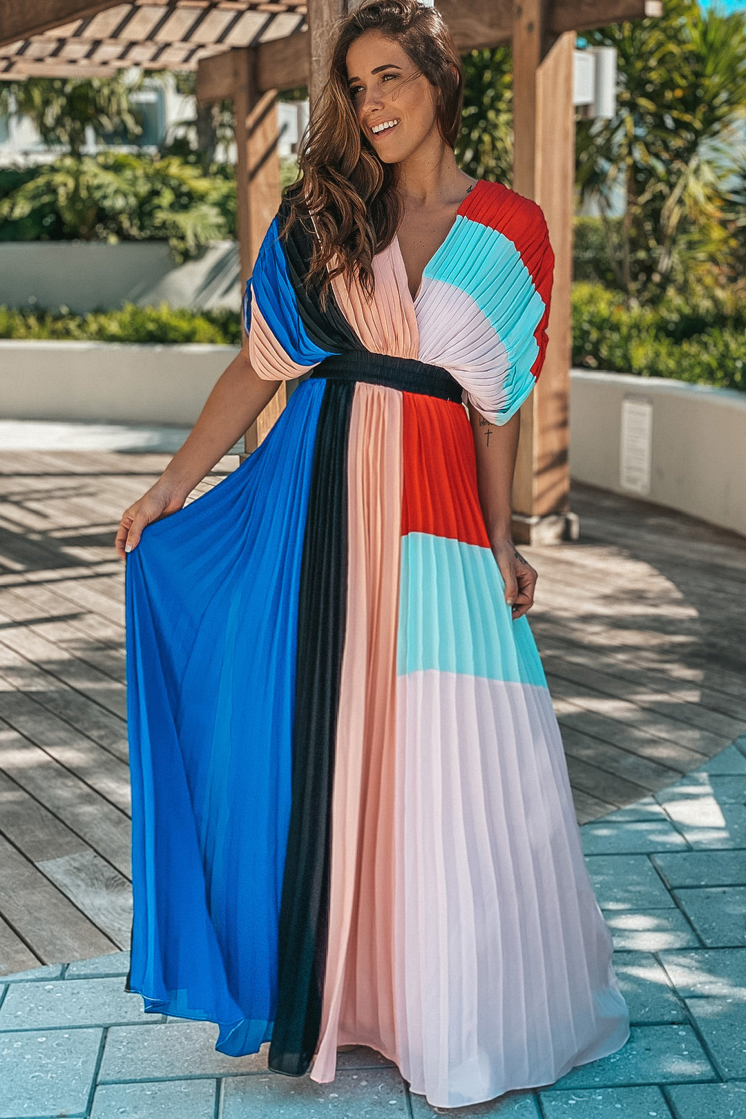 Pink Color Block Maxi Dress Maxi Dresses Saved by the Dress