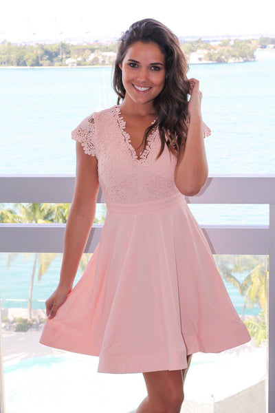 Pink Crochet Short Dress with Open Back