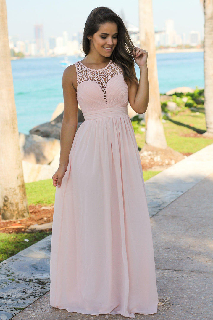 chinese dress ladies Pink Crochet Maxi Dress | Mint Dress