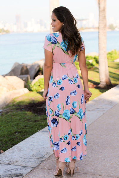 Pink Floral High Low Dress