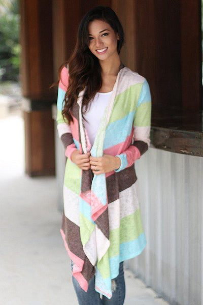 Mint And Pink Long Cardigan