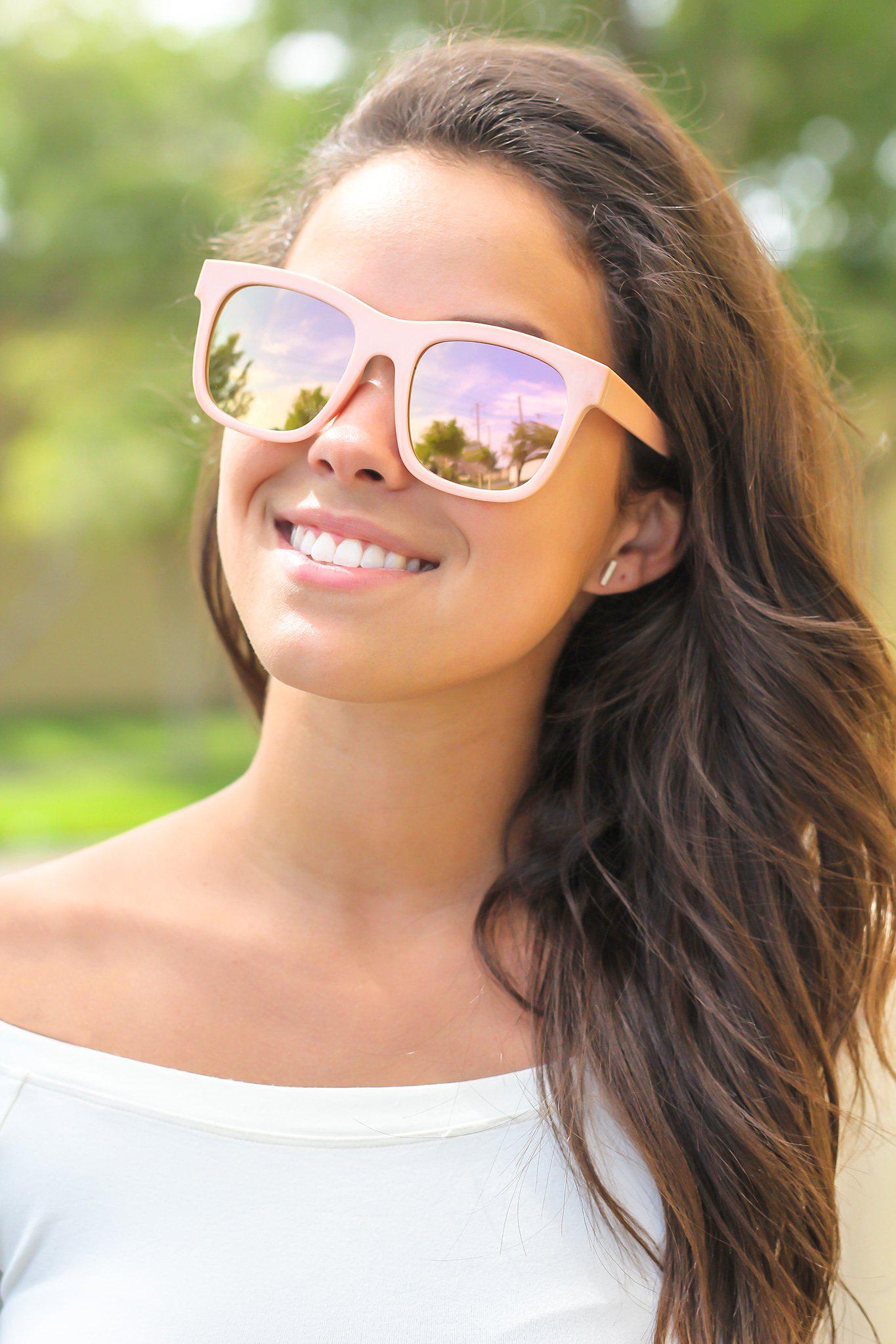 Pink Mirrored Lens Sunglasses