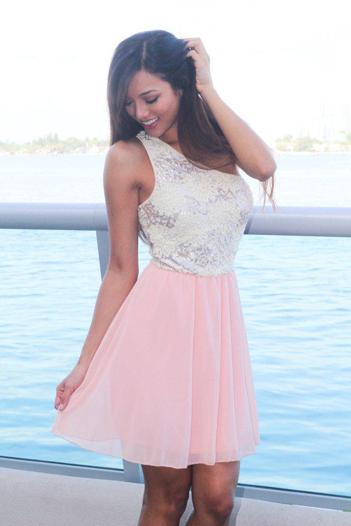 Light Pink One Shoulder Dress