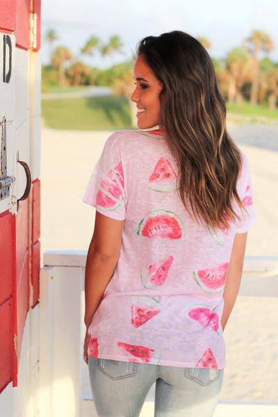 Pink Watermelon Top with Keyhole