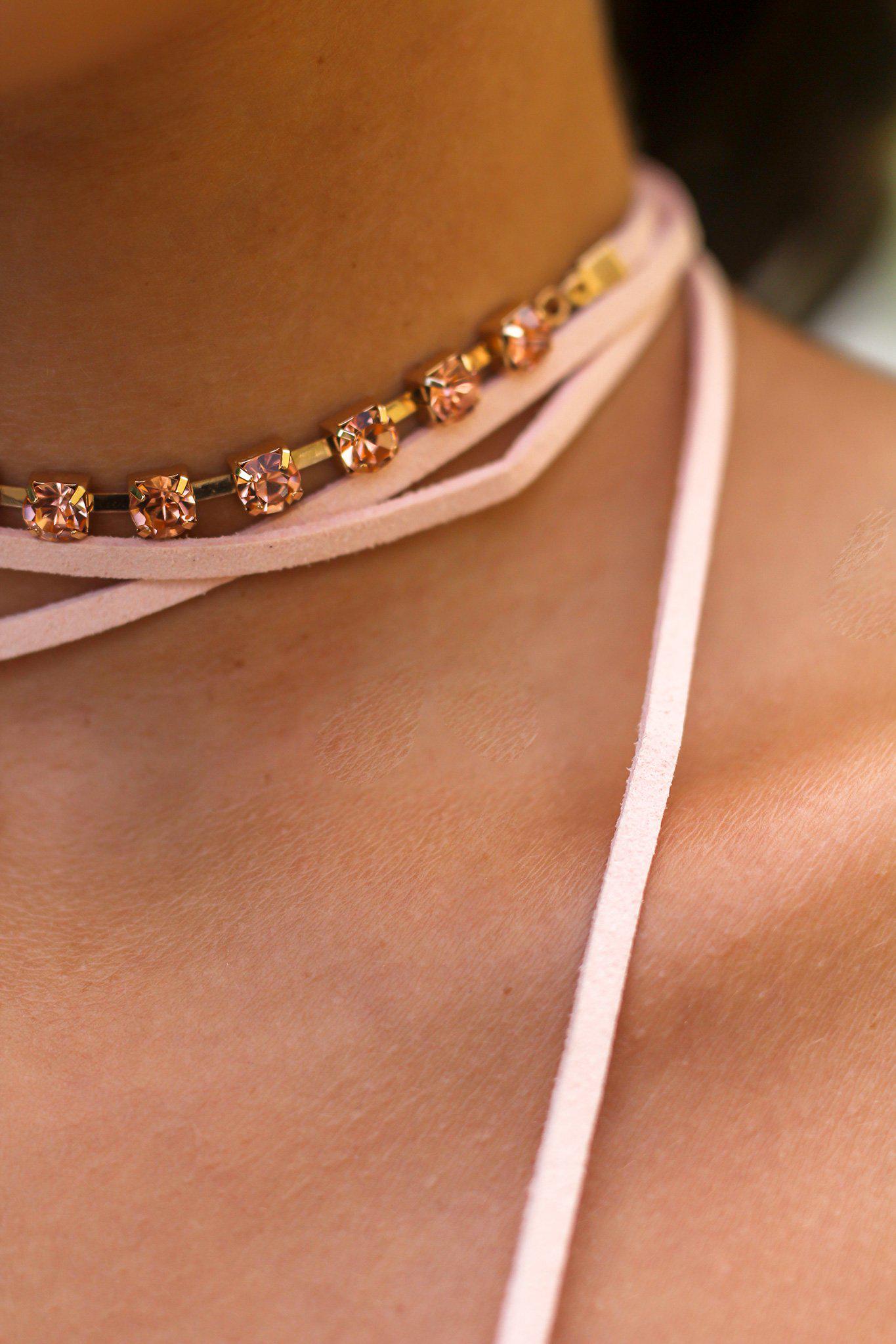 Pink Wrap Around Choker with Jewels