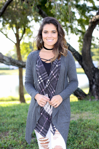 charcoal double layered cardigan