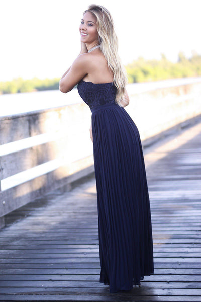 pleated maxi dress