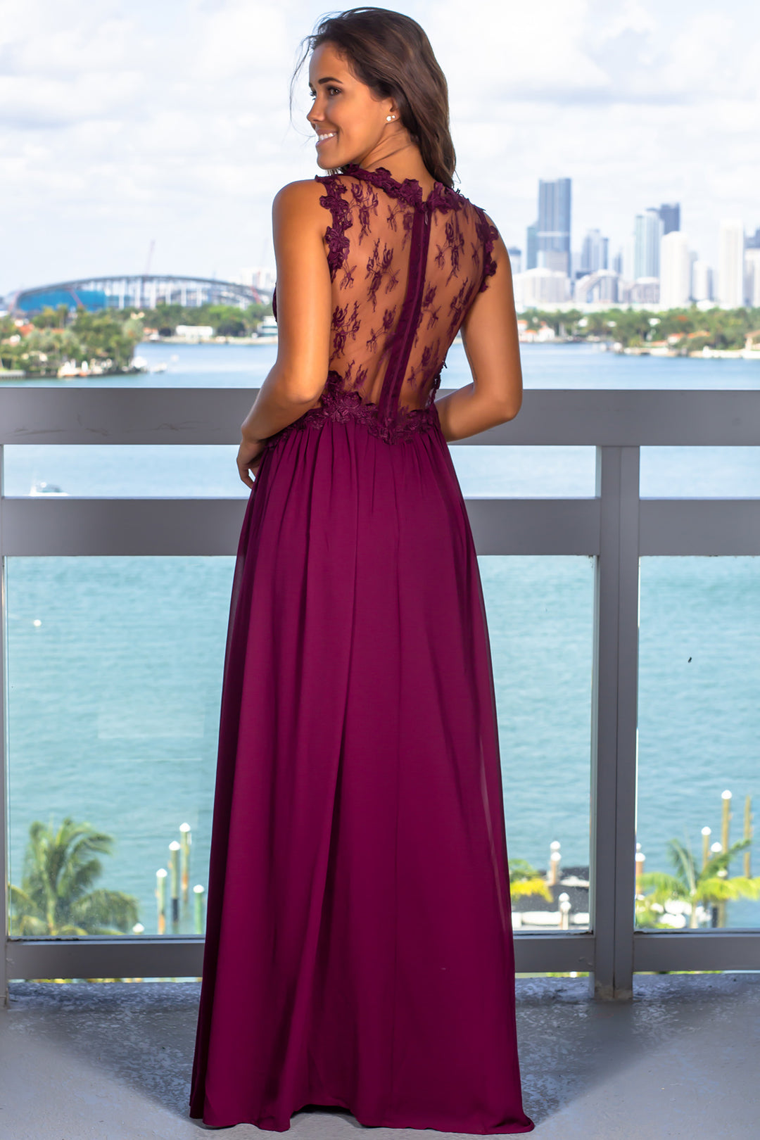 lanai maxi dress plum Plum Lace Top Maxi Dress