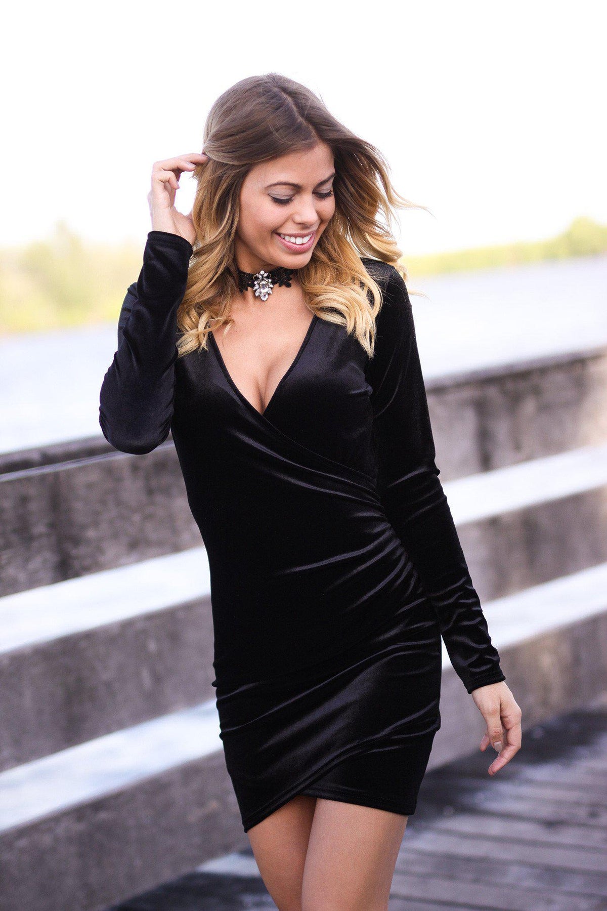 Black Velvet Wrap Dress | Little Black Dress | Short Dresses Saved by the Dress Black Velvet Wrap Dress | Little Black Dress | Short Dresses Saved by the Dress
