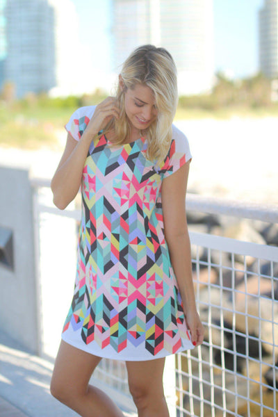 Multi Color Geometric Printed Dress