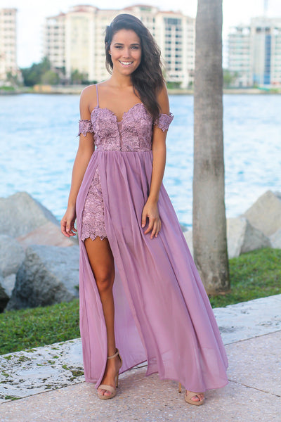Purple Crochet Top Maxi Dress