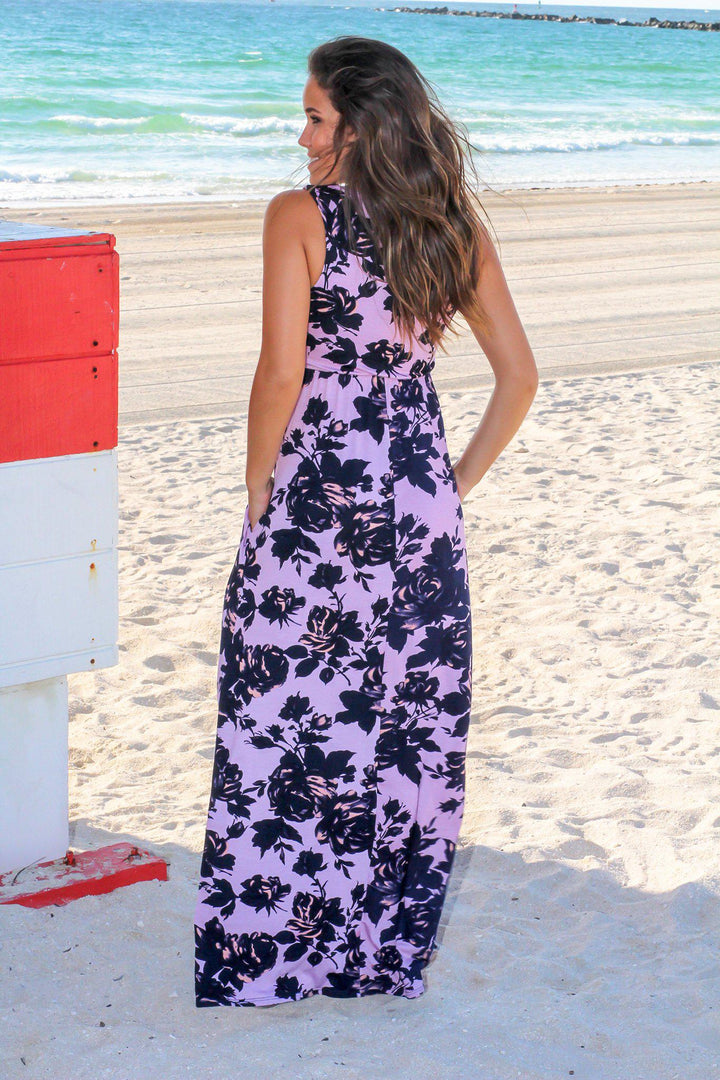 Purple Floral Racerback Maxi Dress | Maxi Dresses  Saved by the Dress
