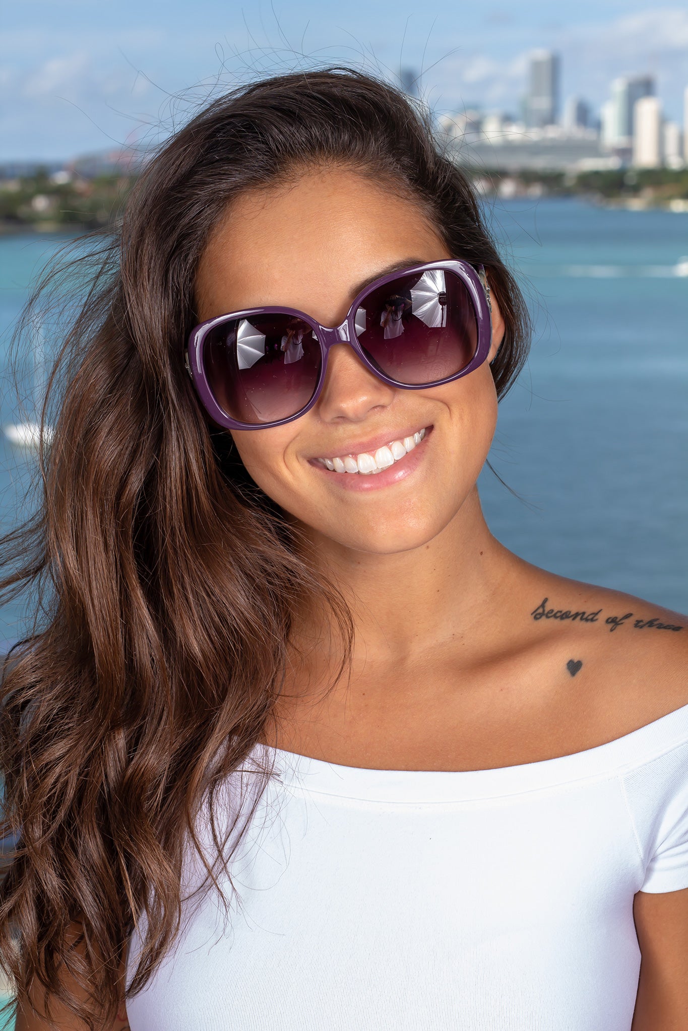Purple Squared Sunglasses with Silver Details