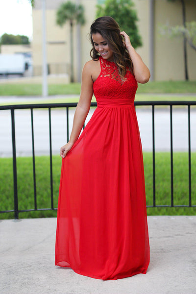 Red Crochet Maxi Dress | Red Bridesmaid Dress | Red Long Dress | Maxi ...