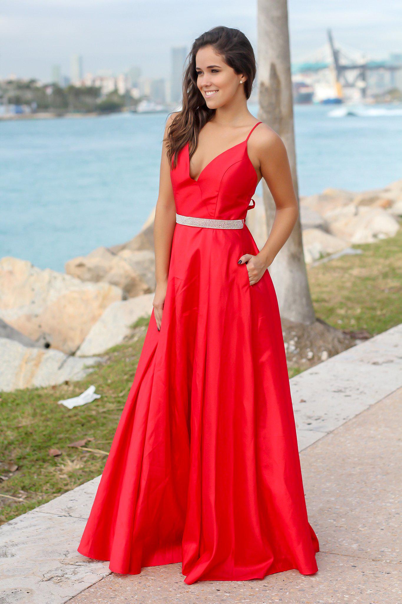 Red Dress with Criss Cross Back